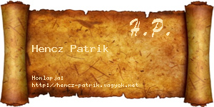 Hencz Patrik névjegykártya